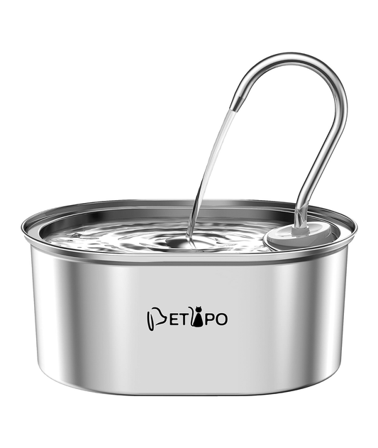 Stainless Steel Pet Water Fountain - Oval water tank