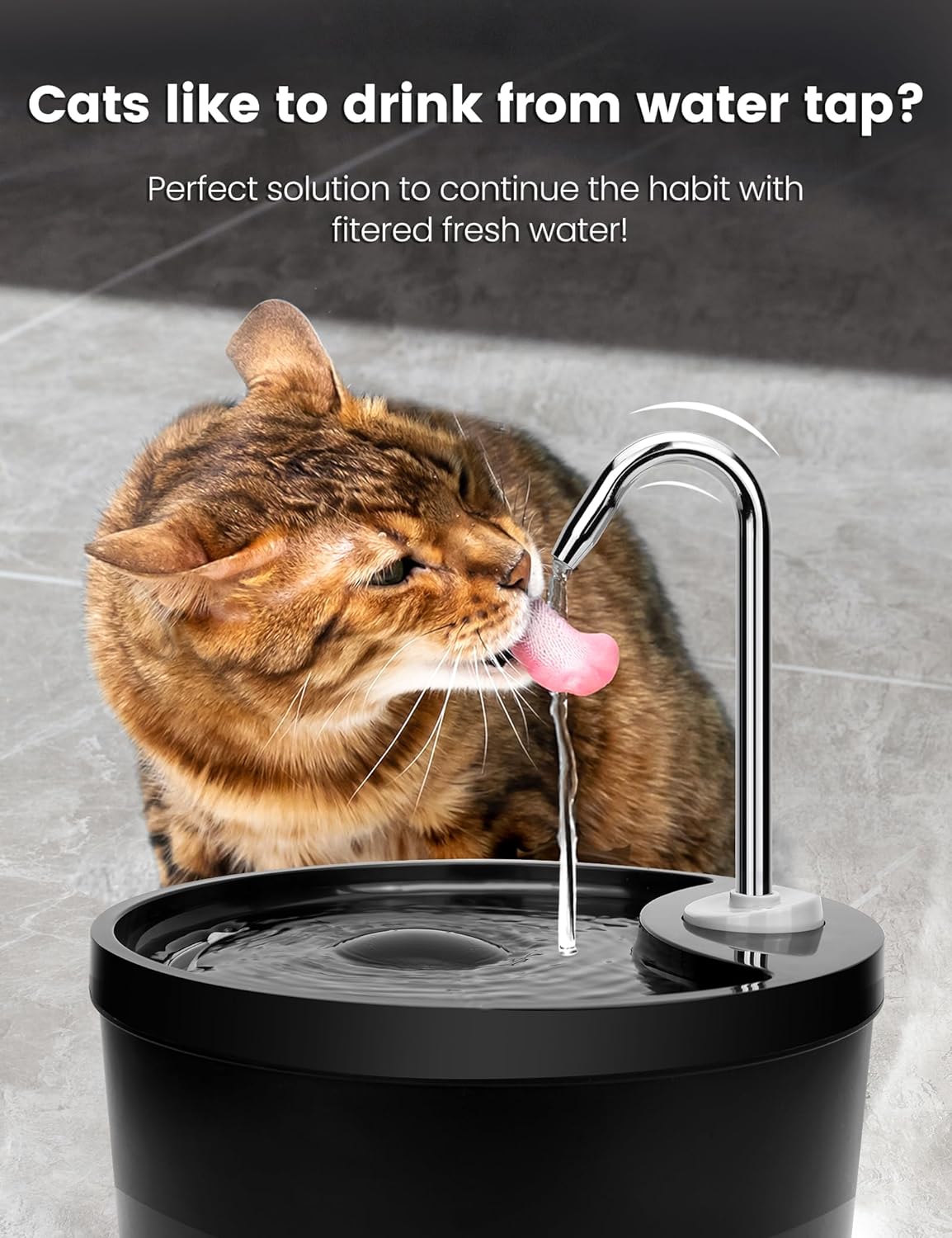 SipTap®️ Pet Water Fountains - Black Round